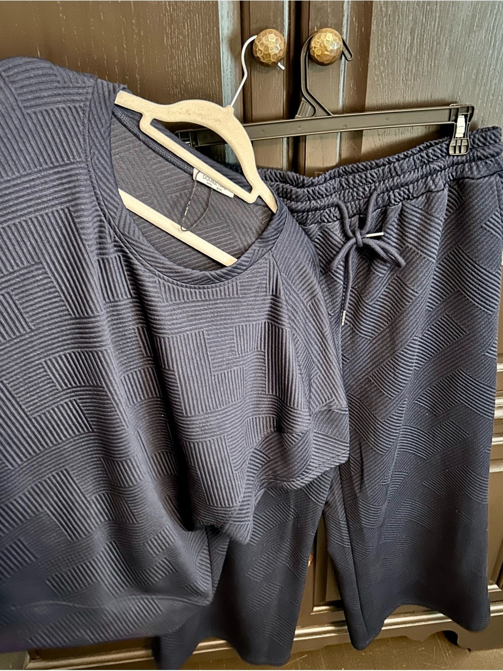 Relaxed Textured Navy Women's Loungewear or Travel Set